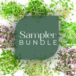microgreen seed and soil sampler - red cabbage, kohlrabi, broccoli, red beet, radish, arugula, mustard