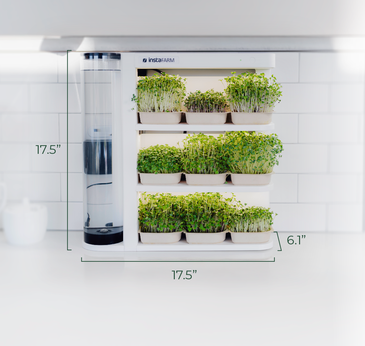 Compact on counter microgreen growing system
